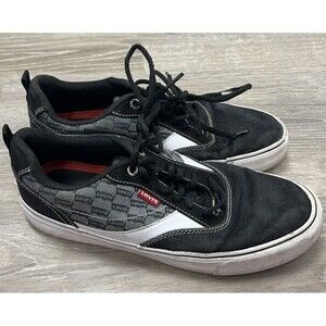 Levi’s Low Top Sneakers Mens 8.5 Black Gray Canvas Logo Lace Up Shoes Streetwear